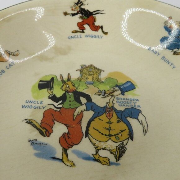 Uncle Wiggily Warming Dish 1920s Antique Faraberwa re Baby Feeding Bowl - Picture 3 of 10